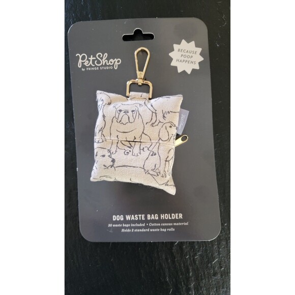 Petshop Fringe Dog Canvas Dog Waste Bag Holder Keychain Dispenser New - Picture 2 of 4